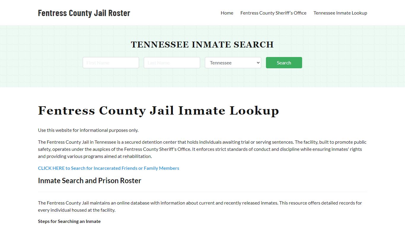 Fentress County Jail Roster Lookup, TN, Inmate Search