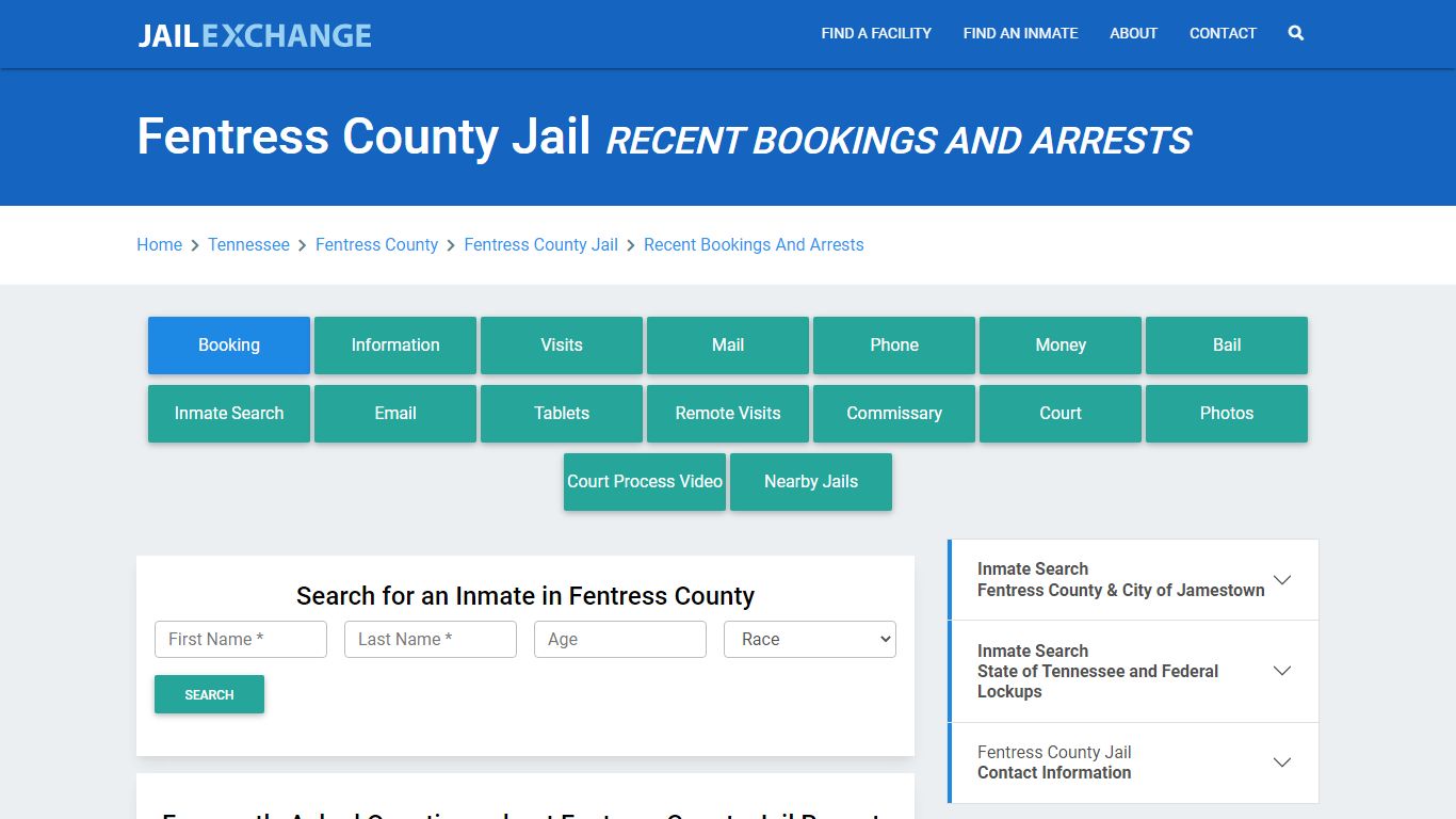 Fentress County Jail Recent Bookings And Arrests - Jail Exchange